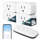 Linkind Matter Smart Plug, Work with Apple Home, Siri, Alexa, Google, SmartThings, Smart Home Smart Outlet Timer 15A/1800W, APP Remote Control & Schedule, 2.4G Wi-Fi Only, 4 Pack