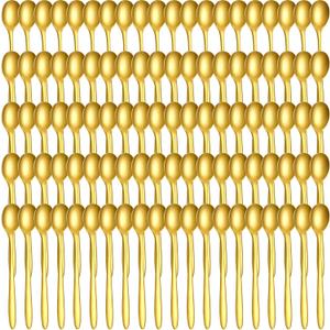 100 Pcs Demitasse Espresso Spoons Stainless Steel Bulk, 4.33'' Small Mini Coffee Tasting Dessert Spoons for Kitchen Dessert, Tea, Appetizer, 1.18'' Wide(Classic Style,Gold)