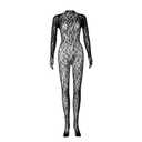 Leopard Lace Jumpsuits Fish Net One Piece Body Suit Rave Outfits for Women Ladies Night Out (Black, One Size)