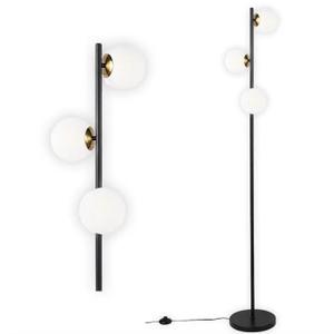 YHTlaeh Floor Lamp Modern 3 Globe for Living Room Bright Lighting LED Standing Light for Bedrooms Offices (Black)