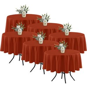 Fitable 6 Pack Rust Round Table Clothes - 70 Inches in Diameter - Stain Resistant and Washable Fall Tablecloths, Polyester Fabric Table Covers for Wedding, Party, Banquet, Gathering