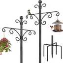 Shepherds Hooks for Outdoor, 2 Pack 76 Inch Heavy Duty Double Shepherds Hook for Bird Feeder, Garden Plant, Solar Light Lantern