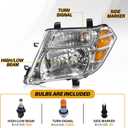 Headlights Assembly Compatible with Nissan Pathfinder 2008-2012 Head Lamps, Halogen Headlamp Replacement 26060ZS00A 26010ZS00A NI2502171 NI2503171, Bulb Included, Chrome Housing Amber Reflector