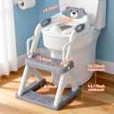 Potty Training Seat with Step Stool Ladder, Toddler Toilet Seat for Boys Girls, Adjustable 6 Heights Fits Round & Elongated Toilets, Anti-Slip Pads & Leak-Proof Guard