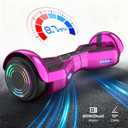 Starship Hoverboard with Bluetooth Speaker, Chrome Color Self Balancing Scooters with Science Fiction Design and 6.5 inch LED Wheels (Chrome Pink)