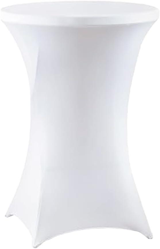 meioro Cocktail Table Covers White, 32x43 Inch Highboy Spandex Fitted Tablecloth for Round Tables, Stretch Square Corners High Top Table Cover for Party, Bar, Wedding, Birthday, Banquet