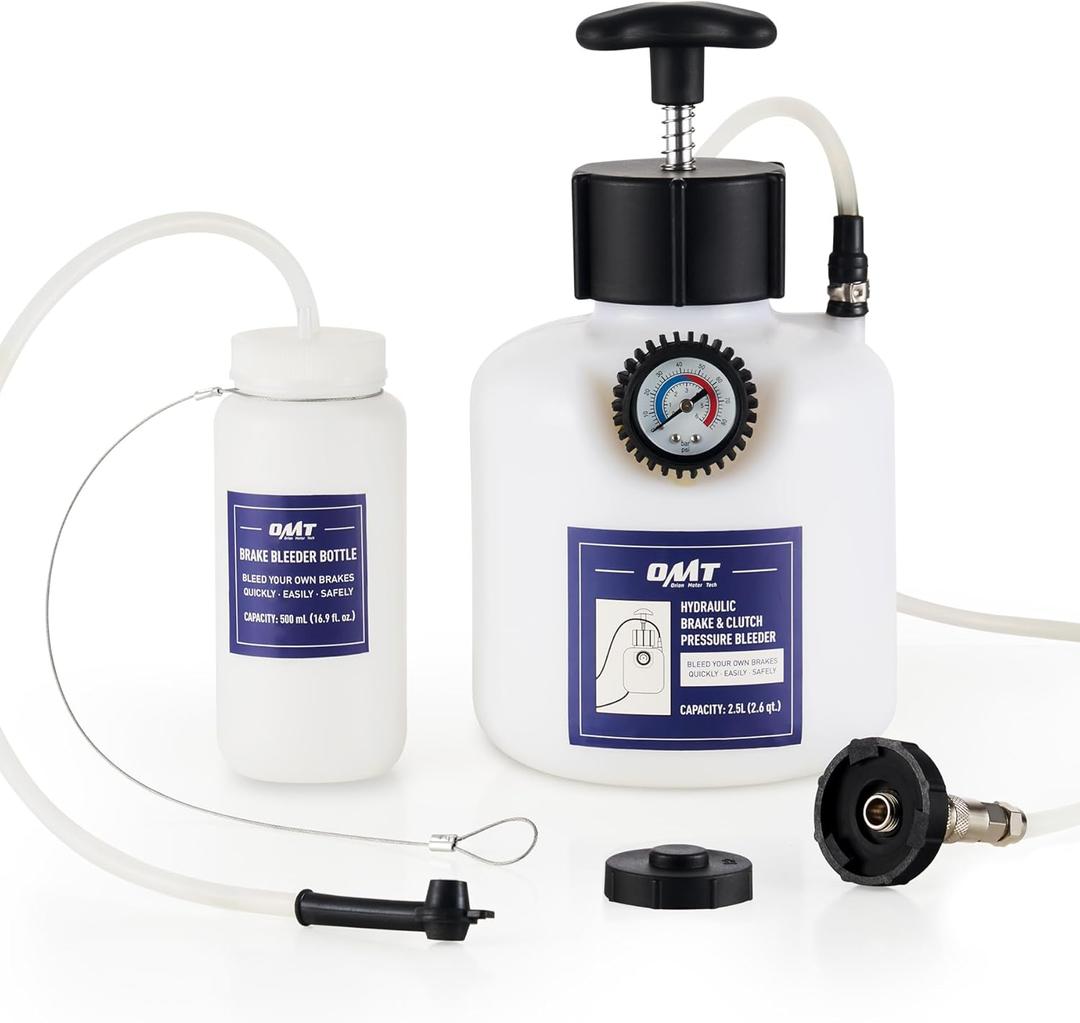 Orion Motor Tech Brake Bleeder Kit, 2.5L Pressure Brake Bleeder Set with 43.5mm Adapter, 2.6qt Brake Fluid Extractor with 500mL Brake Bleeder Bottle Compatible with Jeep Cherokee Wrangler Liberty More