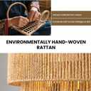 RUIYEY Rattan Chandelier Light Fixtures: 18 inch Boho Pendant Lights with Wicker Lampshade, E12 5 Light Height Adjustable Hand Woven Hanging Chandeliers for Dining Room Kitchen Farmhouse Living Room