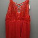 Avidlove Plus Size Babydoll Womens Snap Crotch Lingerie V Neck Lace Nighty Sleepwear L-5XL (Red)