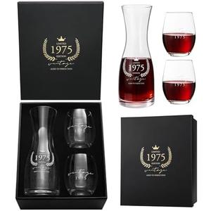 AW BRIDAL 50th Birthday Gifts for Her, 50th Birthday Decorations for Women, Vintage 1975 Birthday Wine Glasses, 50 Year Old Birthday Gifts for Friend Sister Mom, Anniversary Wedding Gift for Couple