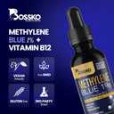 Bossko Methylene Blue 1% Solution 99.99% Pure Pharmaceutical Grade with B12 & Magnesium | Brain & Cellular Support | Third-Party Tested Dietary Supplement Drops 60ml