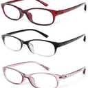 5 Pack Rectangular Reading Glasses for Women, Lightweight Full Frame Readers