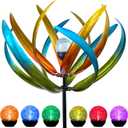 Solar Wind Spinner,82 inch Multi Color Tulip Wind Spinner - Yard Decorations - Solar Powered Glass Ball - Garden Decoration