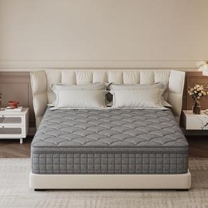 12-Inch King Mattress,Memory Foam and Spring Hybrid Mattress, Medium Firmness, Lumbar Support, Suitable for Home Bedrooms and Hotels, Boxed, with Pressure Relief and Sound Insulation Features