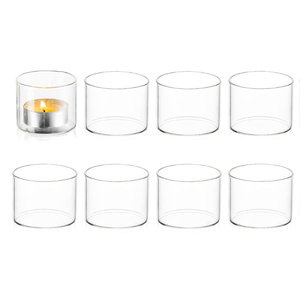 Clear Tealight Candle Holders: Set of 8 Glass Votive Holders - Small Floating Candleholder for Wedding Birthday Holiday Table Centerpieces Decoration