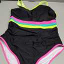 popvil One Piece Swimsuit Tummy Control Womens Bathing Suits Modest Curvy Neon Sexy Sport Swimwear, Large