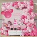 120 PCS Pink Mouse Balloon Arch, Oh Twodles Birthday Party Supplies for Girls, Cute Bow Balloon Arch for Birthday Party, Red and Pink Balloons for Baby Shower Decorations