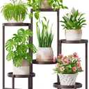 iDavosic.ly 6 Tier Large Plant Stand Indoor, 10 Inch Wide Tall Corner Metal Plant Stands Outdoor for Multiple Plants, Folding Tiered Flower Display Holder Rack Shelf, Violet Bronze