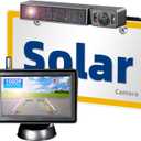 Solar Wireless Backup Camera with IR Night Vision, 3 Mins No Wires Install, Equip with 5'' HD 1080P Monitor, IP69K Waterproof Rear View Reverse Camera for Cars Trucks Trailers RV