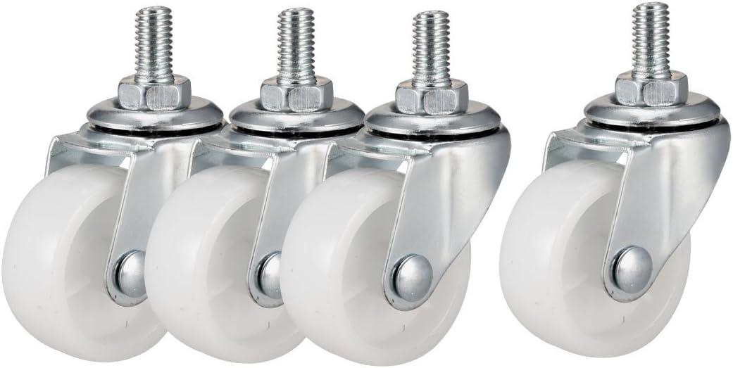 uxcell 1.5 Inch Swivel Caster Wheels PP 360 Degree Threaded Stem Caster Wheel M8 x 15mm, 99lb Total Load Capacity, Pack of 4