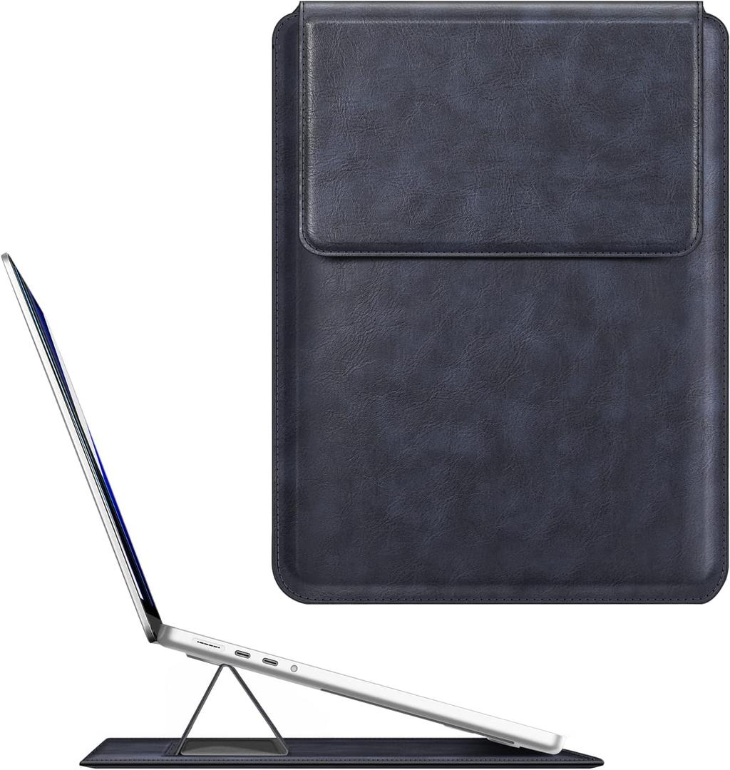 Fintie Sleeve Case for MacBook Air 13.6 A3449 A3240 A3113 A2681, Pro 14 A3427 A3426 A3434 A3401 A3185 A3112 A2992 A2918 A2779 A2442, MacBook Pro/Air/Neo 13 - Slim Bag Cover with Stand, Navy