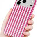 Compatible with iPhone 17 Pro Case, with Aesthetics Striped Design Case for Women Girl, Cute Fashion Simple Soft TPU Slim Protection Phone Case for iPhone 17 Pro 6.3'' - Hot Pink