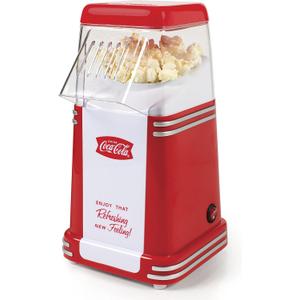 Nostalgia Electrics Coca-Cola Hot-Air Electric Popcorn Maker, 8 Cups, Healthy Oil Free Popcorn with Measuring Scoop, Coke Red & White