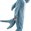 Unisex Adult Onesie Pajamas Animal One Piece Snug Fit Halloween Costume Sleepwear Homewear (Large, Blue Shark)