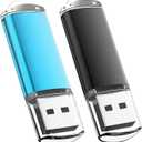 USB Flash Drive 64GB 2Pack, Maspen USB Thumb Drives 2.0 High Speed USB Memory Stick Pen Drive (Black, Blue,64 GB)