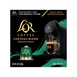 L'OR Coffee Pods, 10 Count Chateau Medium Roast Blend, Single-Serve Aluminum Coffee Capsules Compatible with the L'OR BARISTA System, 10 count (Pack of 1)
