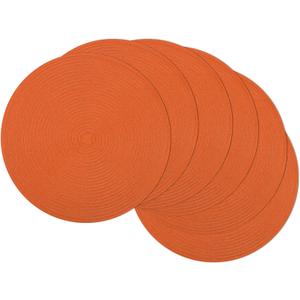 SHACOS Round Braided Placemats Set of 8 Round Table Mats for Dining Tables Washable Fabric Kitchen Table Place Mats (Orange, 8)