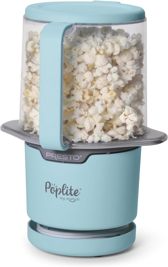 Presto 04811 PopLite My Munch Hot Air Popcorn Popper - Personal Sized, Built-In Serving Bowl, Compact Design, 8 Cups, Blue Presto 04811 PopLite My Munch Hot Air Popcorn Popper - Personal Sized, Built-In Serving Bowl, Compact Design, 8 Cups, Blue