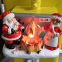 Abscalar Santa Claus & Mrs. Claus Christmas Campfire Flickering NightLight, Cute Swivel Plug-in Figurine Lamp for Holiday Decor, Indoor, Campfire Night Light with Flicker Bulb, Figurine Light