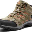 NORTIV 8 Women's Waterproof Hiking Boots Outdoor Trekking Mid Backpacking Mountaineering lightweight boots (8.5, Brown/Orange)