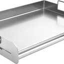 Charcoal Companion Stainless Steel Pro Grill Griddle - Heavy-Duty Professional Grade Griddle with Rear Edge Stop, Grease Reservoir, and Welded Handles, Ideal for Outdoor Cooking