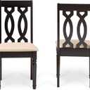 Baxton Studio Cherese Dining Chair and Dining Chair Sand Fabric Upholstered and Dark Brown Finished Wood 2-Piece Dining Chair Set