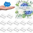 Yalikop Acrylic Place Card Holders 1.2 Inch Name Card Holder Stands Clear Table Number Stands Wedding Sign Holders Display Stand for Table Wedding Photos Office Menu Meeting(12 Pieces)