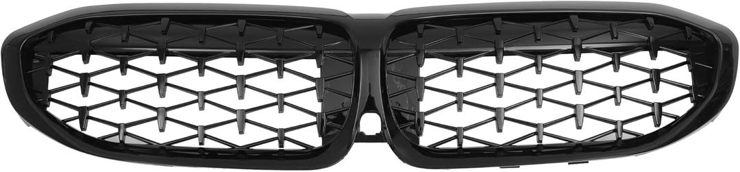 X AUTOHAUX Front Hood Bumper Grille Grill for BMW 330i 330e M340i XDrive G20 No.51138072085 Front Bumper Kidney Grille Grill Diamond Star Gloss Black