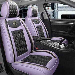 Car Seat Covers Full Set, Super Luxurious Heavy Universal Duty Waterproof Leather Automotive Vehicle Cover for Cars SUV Pick-up Truck, Non-Slip Seat Purple Car Accessories (Full Set/Light purple)