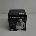 OVENTE Electric Kettle, 1.5L Borosilicate Glass Countertop Water Heater and Boiler for Coffee or Tea, BPA-Free, Auto Shut-Off, Boil-Dry Protection, Removable and Washable Spout Filter, White KG83W