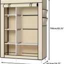 Calmootey Portable Closet Organizers, Clothing Storage, Wardrobe with 6 Shelves and Hanging Rod, Non-Woven Fabric Cover with 4 Side Pockets, Beige