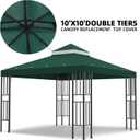 Sumfaller 10x10 FT Gazebo Replacement Canopy Top Double Tiered Canopy Top for Outdoor BBQ Roof Cover Grill Shelter (Green)