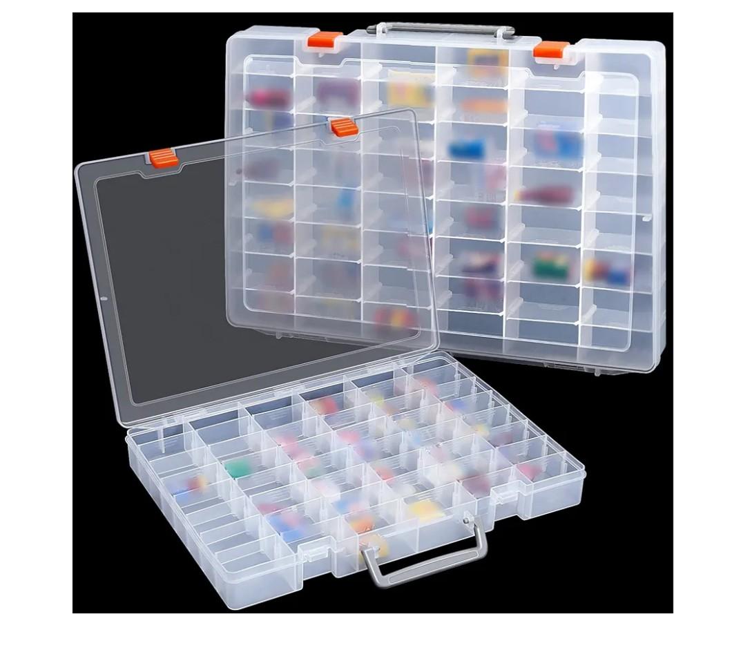 Juexica 1 Pcs Large  Grids Plastic Storage Bead Organizer Box, Tackle Box, Compartment Organizer Container with Adjustable Dividers for Jewelry Art Crafts Toys Screw Small Parts(Clear)