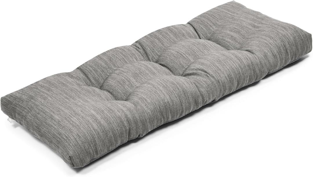 baibu 40 Inch Classic Solid Color Bench Cushion with Ties, Super Soft Indoor Outdoor Rectangle Bench Seat Cushion Standard Size Foam Pad with Non-Slip Bottom - One Pad Only (Grey, 40x15x3in) (40x15x3 Inch (Pack of 1))
