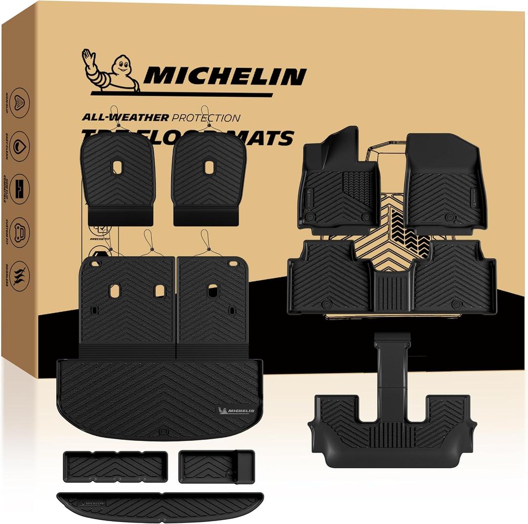 Michelin Vehicle Mats, Premier Series All-Weather TPE Custom Fit Liner for 2027 Kia Telluride Gas 7 & 8 Seats Floor Mats (10 Piece)