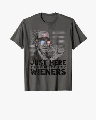 Just Here For the Wieners Washington Hotdog 4th of July Men T-Shirt, 2XL