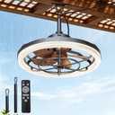 20" Outdoor Ceiling Fans with Light, IP65 Waterproof Gazebo Fan, 16.4ft Plug-in Hanging Fan Remote Control, 3CCT Dimmable, 6-Speeds, Caged Ceiling Fan for Gazebo,Patio,Pergola,Porch