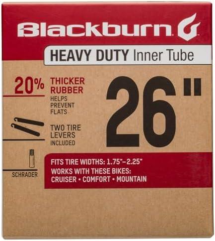 Blackburn 26" x 1.75-2.25" Schrader Heavy Duty Bicycle Inner Tube with tire levers