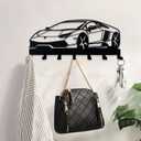 2 x Metal Car Key Holder for Wall,Metal Key Organizer Wall Decorative with 7 Hooks,Black Wall Mount Key Holder for Entryway,Front Door,Hallway,Office