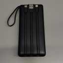 VRURC Portable Charger with Built in Cables, Slim Power Bank 10000mAh, USB C Battery Pack Travel Essential, 5 Outputs 2 Inputs Phone Charging Bank for iPhone 16 15 14 13,Samsung,Android-Black(1 Pack)